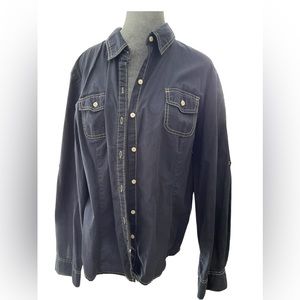 Tommy Hilfiger. Navy blue cotton convertible blouse.XXL.